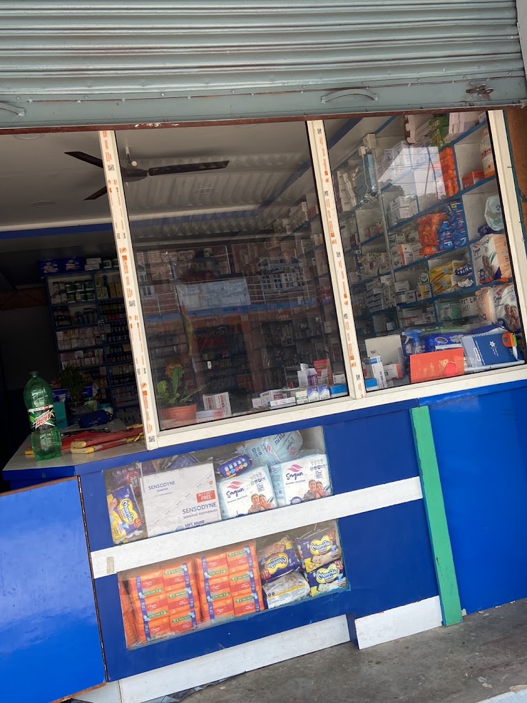The medicine counter inside Yug Pharmacy